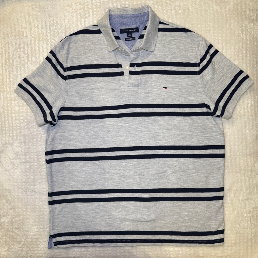 Tommy Hilfiger Performance Pique Polo Short sleeve Collared Dress Shirt Sz Large